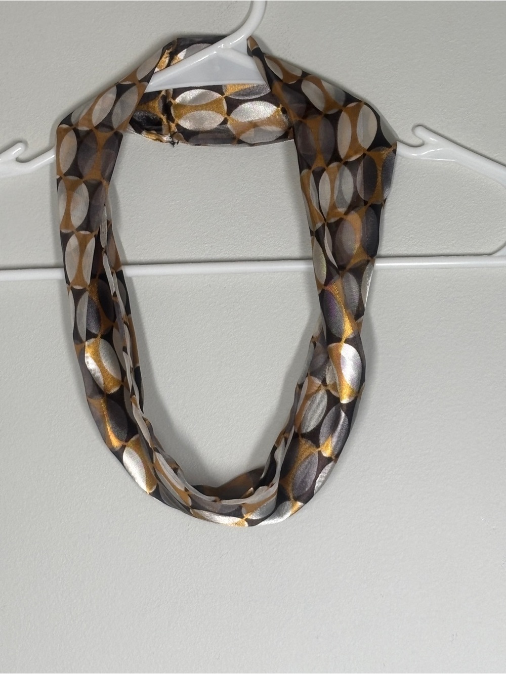 Gold & Silver Geometric Satin Infinity Necklace Scarf